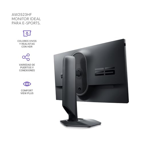 Alienware AW2523HF Gaming Monitor - 24.5-Inch (1920x1080) 360Hz Display, AMD Free Sync, Height/Tilt/Swivel/Pivot Adjustability, Dark Side of The Moon