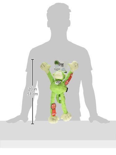 goDog Crazy Tugs Monkey - Juguete de Peluche chirriante, tecnología de protección para Masticar, Color Verde, Grande