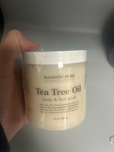 MAJESTIC PURE Tea Tree Body and Foot Scrub - Strong Shield against Fungus - Best Exfoliating Cleanser for Skin - Natural Help Against Acne and Callus - Promotes Healthy Foot - 12 oz