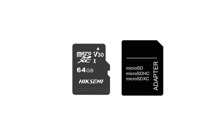 HIKSEMI Tarjeta de Memoria C1, MicroSDXC con Adaptador SD, UHS-I, C10, U1, V30, Lectura: 92MB/s, Clase 10, Diseñada para Uso 24/7 (1 Pack, 64GB)