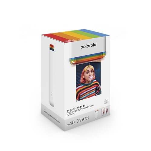 Polaroid Hi-Print + Paquete de Papel, Impresora Sub de 2ª generación conectada con Bluetooth de 2 x 3 Bolsillo para Foto, Impresora Blanca + 40 Fotos (6438)