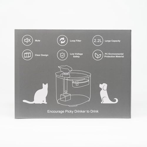 HAPUP Fuente para Gatos Bebedero Gatos Automático Silenciosa 2,2L Fuente Gato con 2 Modos de Flujo Agua Filtración Quíntuple Bomba de Agua Adaptador UE Cepillo y Filtro Fuente Gatos