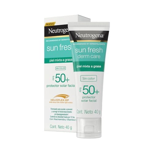 Neutrogena Sun fresh Protector Solar Facial sin color Dermcare Niacinamida FPS50 40g + NIVEA Gel Facial Refrescante Cuidado Facial 200 ml