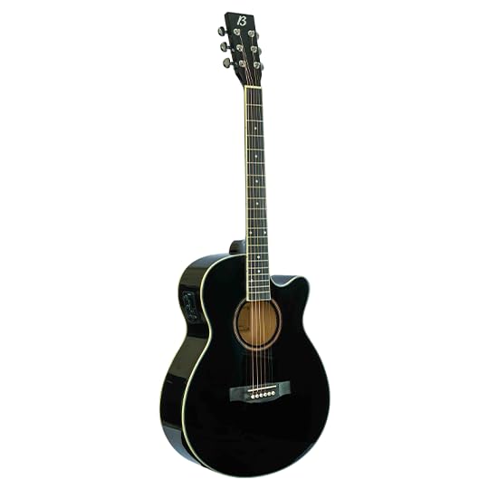 BAMBOO, Guitarra Electroacustica Negra Linden 40 - Incluye Funda - Guitarra Acustica con corte y equalizador para principiantes.