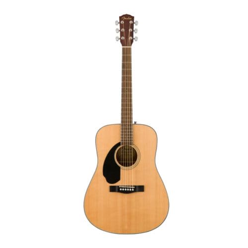 Fender Left-Handed Acoustic Guitar, CD-60S, with 2-Year Warranty, Dreadnought Classic Design with Rounded Walnut Fingerboard and Phosphor Bronze Strings, Glossed Natural Finish, Mahogany Construction