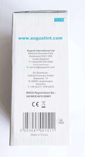 August Antena Digital HDTV DTA250 - Antena de TV portátil de Alta Ganancia con Base magnética y Cable coaxial - Alcance de 75 Millas