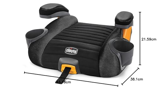 Chicco GoFit® Plus Asiento elevador sin respaldo con cierre y cierre de liberación rápida, asiento elevador de viaje para coche, asiento portátil de coche para niños de 40 a 100 libras. | Hierro/Negro