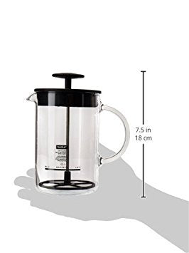Bodum 1446-01US4 Espumador de leche con mango de vidrio, 230 ml