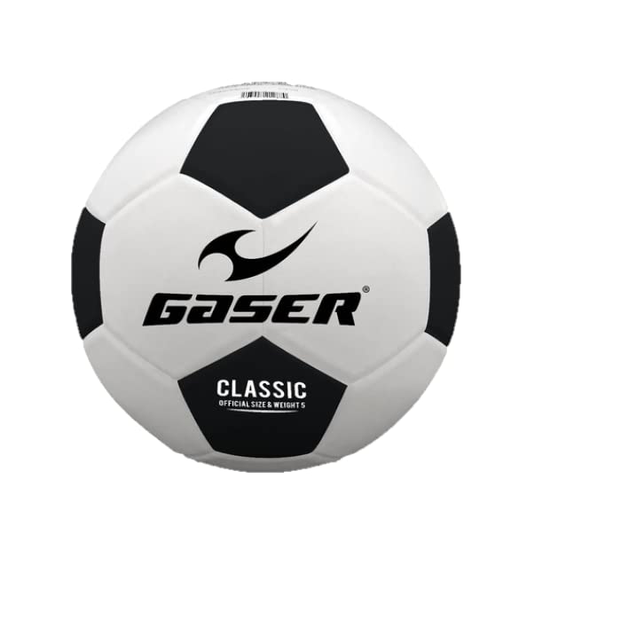 Gaser Balón Futbol Classic Laminado Mate (No. 4, Blanco con Negro)