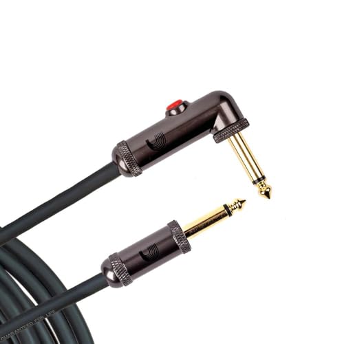 D'Addario Guitar Cable - Guitar Lead - Circuit Breaker Cable - Latching Cut-Off Switch to Mute When Changing Instrument - 20 Feet/7.62 Meters - Straight Ends/Right Angle - 1 Pack