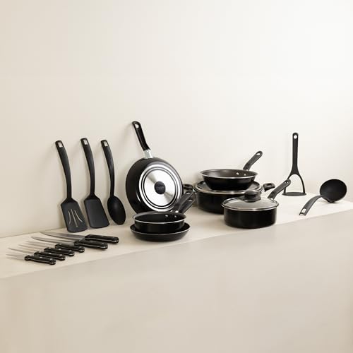 Batería de Cocina Ekco Negro con Antiadherente Serum 19 Piezas de Aluminio