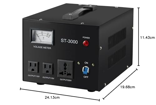 Regulador Convertidor de Voltaje YaeCCC ST-3000 110V/220V con Protección contra Disyuntores y Medidor de Voltaje