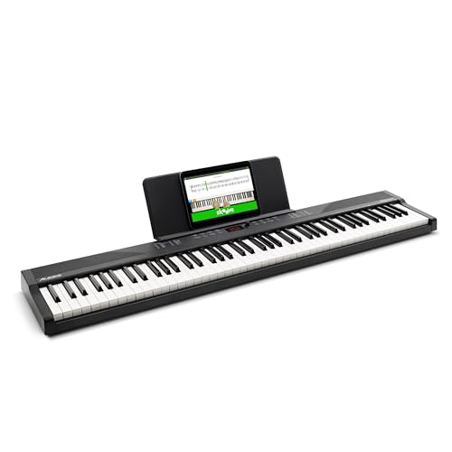 Alesis Teclado Piano con 88 Teclas y 480 Sonidos, Altavoces, MIDI USB, Estuche, Soporte, Auriculares, Pedal y Lecciones de Piano Incluidas