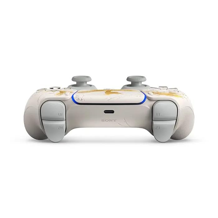 Control Inalámbrico Edición Limitada Ghost of Yotei, Blanco con Detalles Dorados, Compatible con PS 5, Conectividad Bluetooth, 14 Botones