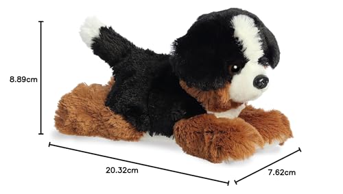 Aurora® Adorable Mini Flopsie™ Bernie Mountain Dog™ Animal de Peluche - Facilidad juguetona - Compañeros atemporales - Negro 8 Pulgadas
