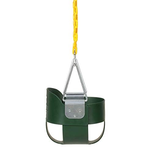 Eastern Jungle Gym - Asiento de Columpio para niños pequeños con Respaldo Alto, Cadenas de Columpio recubiertas Totalmente montadas, Accesorio de Juego de Columpio Verde