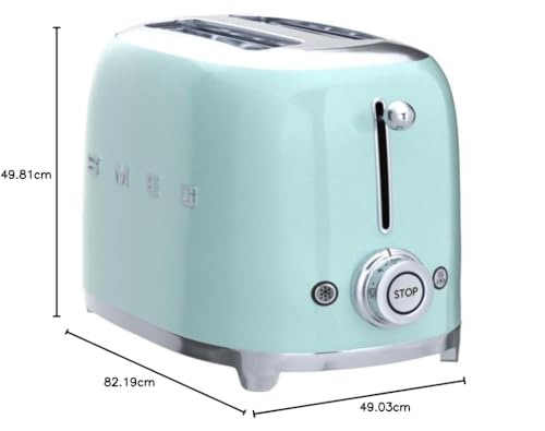 Smeg TSF01PGUS Tostadora 2 rebanadas, color Verde pastel