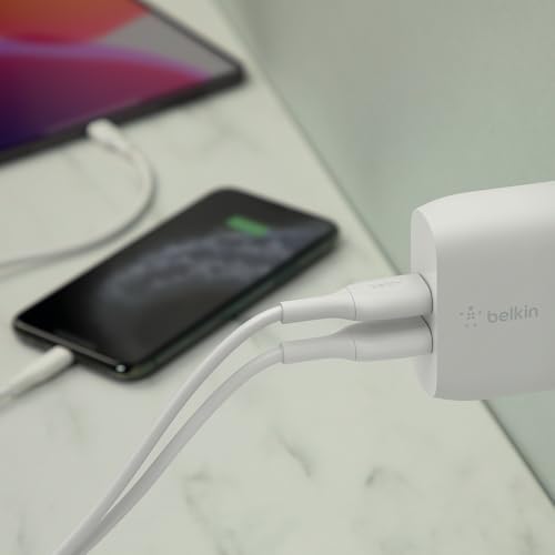 Belkin WCB002dqWH Cargador de Pared Doble USB-A BOOST CHARGE de 24W, Blanco