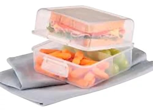 Betterware Doble Sandwichera, 3 Compartimentos Hexagonales, 15 x 15 x 10 Cm, Acero Inoxidable, Cierre Seguro con Pestillo o Broche de Presión, Lavado a Mano, 1 Pieza