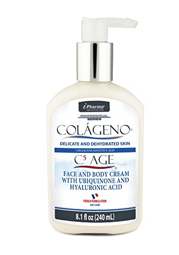 Crema con Péptidos de Colágeno tipo l lll llV Vll y XVll Enriquecida con Ácido Hialurónico, Q10 Colágeno C5 AGE 240 ml