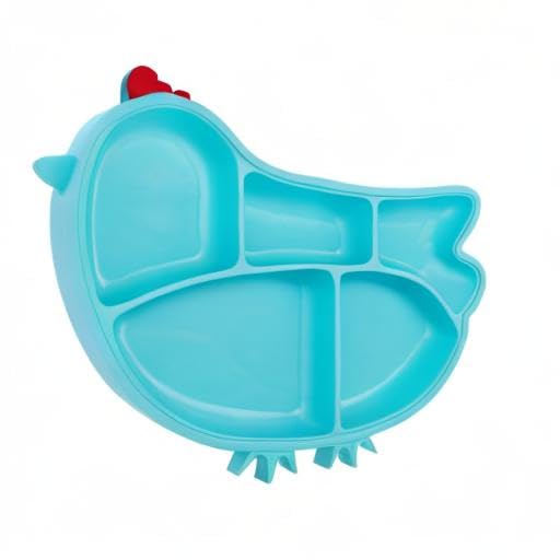 Innobaby Din Din Smart - Plato de silicona para pollo, diseño de niños, Azul