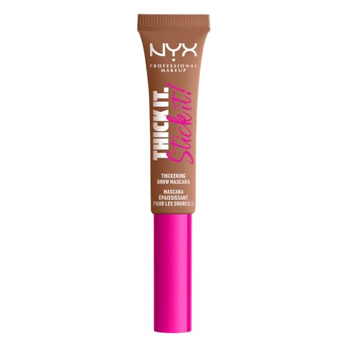 NYX Professional Makeup, Thick It Stick It! Gel de cejas con color, 7ml. Tono:Auburn. Mascara de cejas con microfibras que rellena, da volumen y fija las cejas hasta por 16 horas. Fórmula vegana.