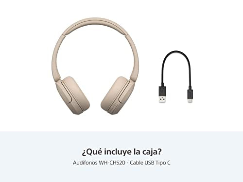 Audífonos Inalámbricos Sony Beige WH-CH520 hasta 50 Horas de Duración de Batería Versión Nacional