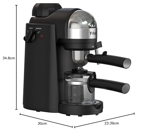 Cafetera T-fal Negra con Boquilla de Vapor y Filtro de Acero Inoxidable