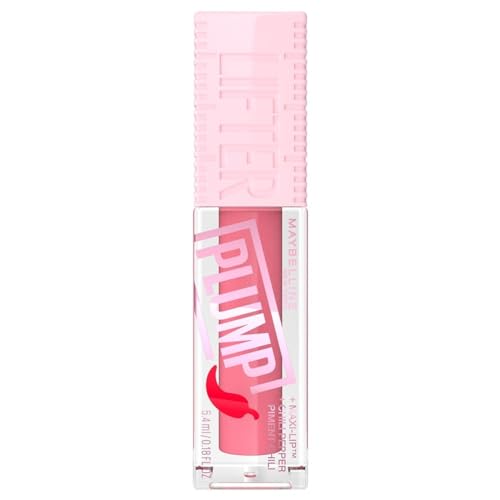 Maybelline Gloss rellenador de labios, Lifter Plump, tono Blush Blaze 001, 5.4 ml - Brillo labial voluminizador, volumen instantáneo y duradero, fórmula picante