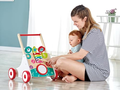 Juguete de Empujar (Arrastre) Caminador de Madera Musical Para Bebes y Niños : Desarrollo Motor y Diversión para Niños Pequeños. E0383