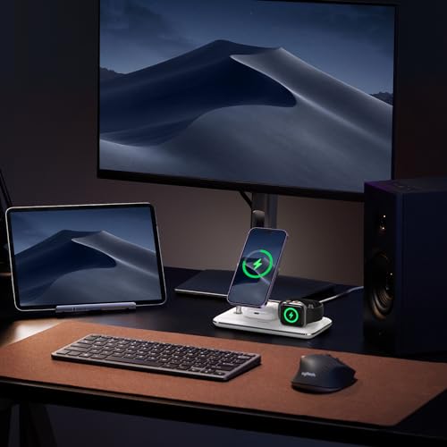 Cargador Inalámbrico 3-en-1 UGREEN Blanco MagSafe 25W Carga Rápida para iPhone, iWatch y AirPods