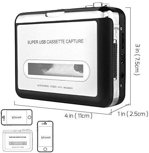 DIGITNOW Convertidor USB de Cassette a MP3, Convertir Audio Cassette a MP3 Digital,para Grabar Cassette a mp3 en Windows o Mac