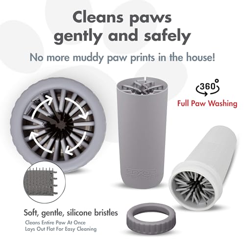 Dexas MudBuster - Lavadora portátil para patas de perro, grande, gris claro