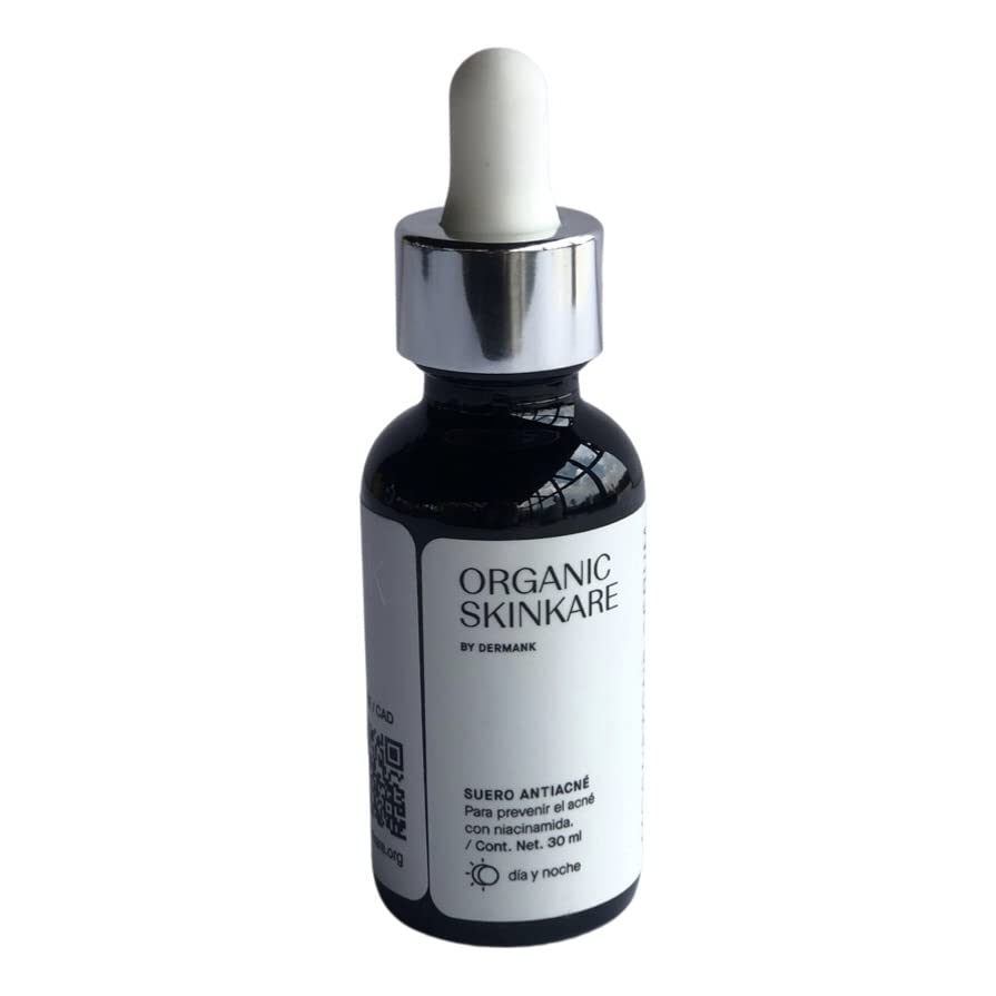 ORGANIC SKINKARE BY DERMANK Suero Anti-Acné | Suero Facial Orgánico| Ácido Salicílico 1% | Ácido Lactico 1% | Reduce Espinillas y Minimiza Poros | Seborregulador | Ayuda en el Tratamiento y Prevención de Acné | Suero contra espinillas - 30ml | Facial Moon