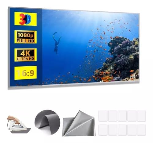 OCCULO Pantalla de Proyección, Pantalla Proyector 100 Pulgadas, Pantalla de Proyector Portátil de 16:9, 4K HD, Alto Contraste y Reproducción Precisa del Color, para Fiesta, Cine en Casa y Camping