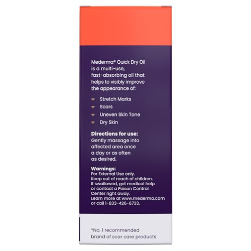 Mederma- Aceite de secado rápido, tratamiento para cicatrices y estrías, ayuda a mejorar la apariencia de cicatrices y estrías.