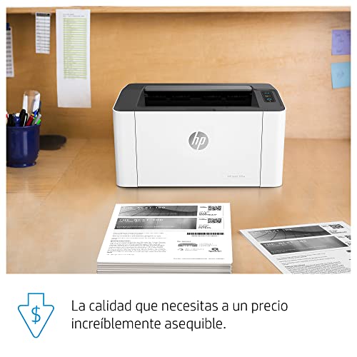 HP Impresora Laser 107w, Láser, Impresión en Negro, Wi-Fi, USB, Impresión y escanéo Smart App, Apple Air Print, Bandeja de 150 Hojas, Pantalla LED (4ZB78A)