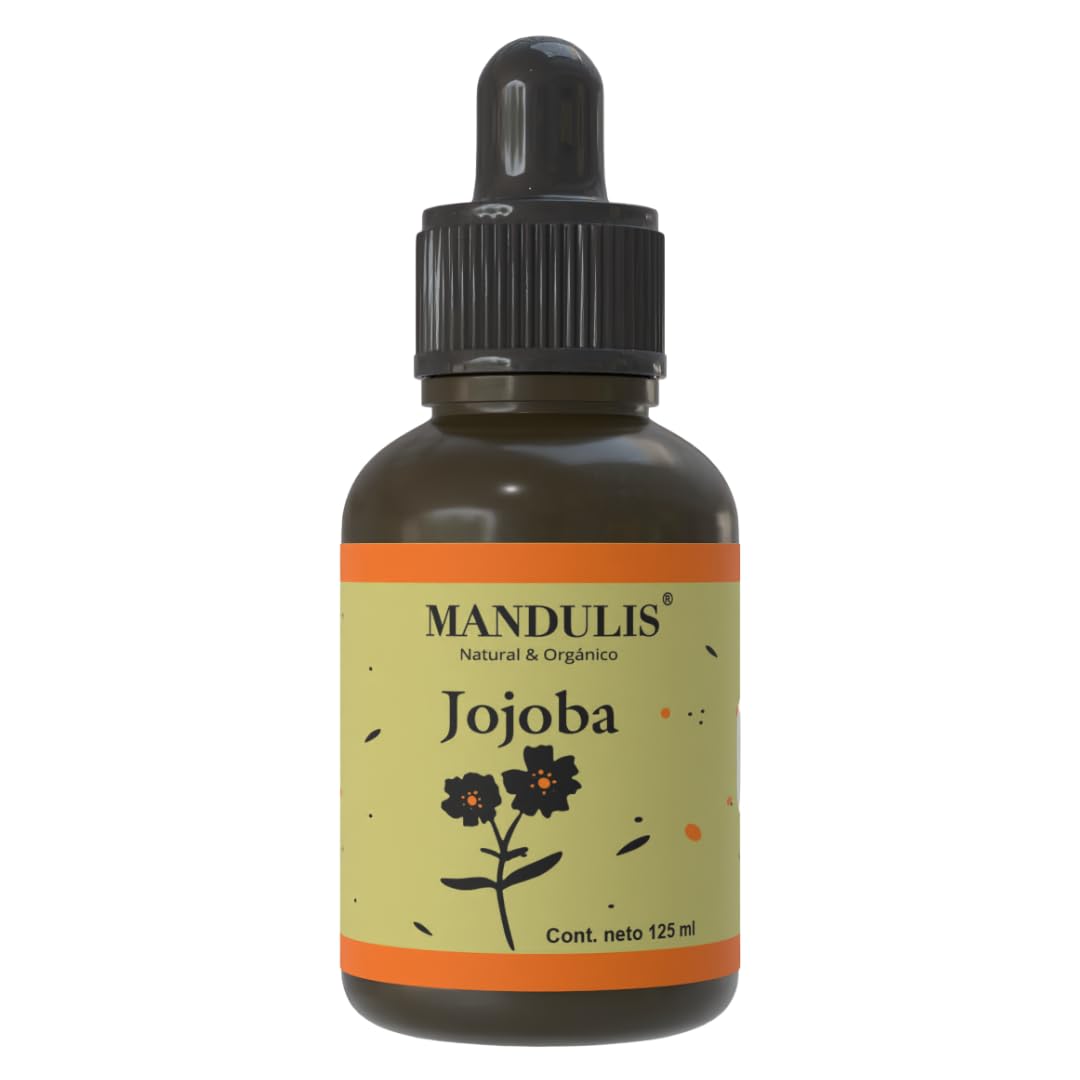 Aceite de Jojoba Orgánico 100% Puro – Prensado en Frío | 125 ml | Hidratante Facial y Corporal, Desmaquillante Natural, Controla el Sebo, Ideal para Piel y Cabello | Sin Aditivos ni Fragancias