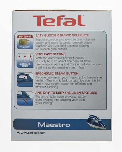 Plancha Tefal Azul Blanco CeramicGlide Vapor-Seco