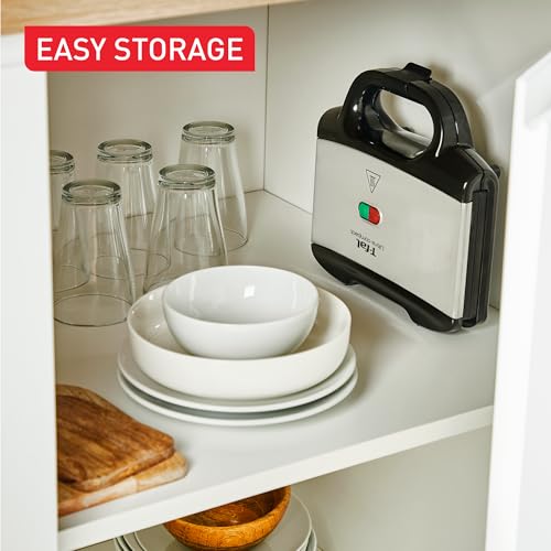 Sandwichera T-fal Ultra Compact Acero Inoxidable Antiadherente con Luz LED