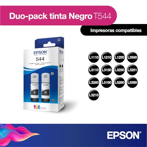 Botellas de Tinta Epson Ecofit Negro T544 2 Unidades