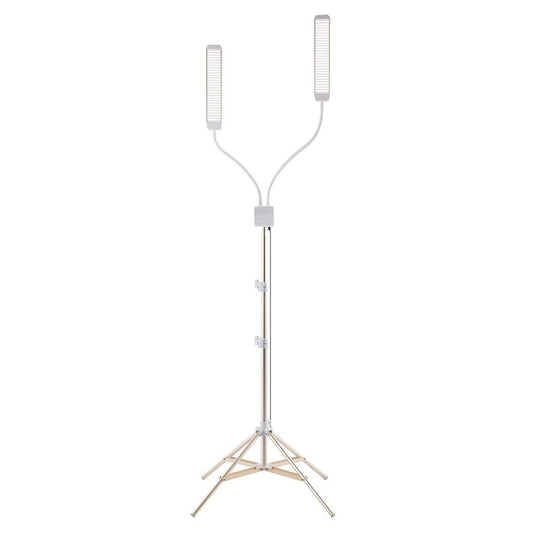 GLAMCOR Revolution X Kit de iluminación LED portátil para belleza y cuidado de la piel | Iluminación HD 5600K | brazos de doble longitud para un posicionamiento preciso (blanco/oro)