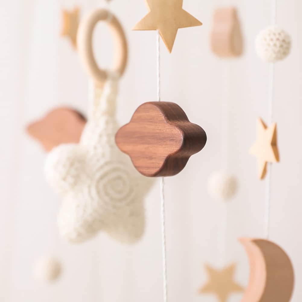 Lindo móvil para cuna con brazo móvil para cuna y caja de música para cuna de bebé, soporte móvil para cuna – Móvil neutro para decoración de guardería, móvil colgante móvil para decoración del hogar