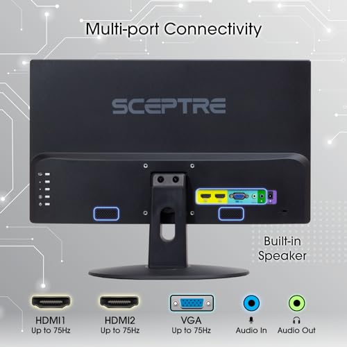 Monitor LED Sceptre Negro Ultradelgado con Bocinas Incorporadas