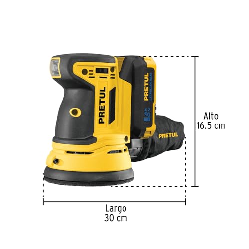 Lijadora Roto Orbital Pretul LIRI-20P Inalámbrica 5 Pulgadas 20V con Batería 2Ah