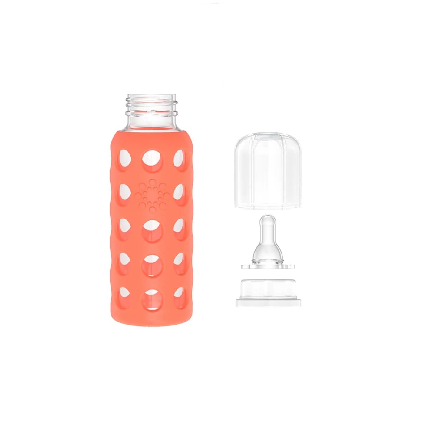 Lifefactory Biberón de vidrio para bebé sin BPA | Funda protectora de silicona | 9 oz Paquete de 2 | Papaya, Kale