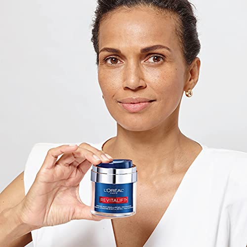 L'Oreal Paris Revitalift Pressed Night Cream with Retinol, Niacinamide, Visibly Reduce Wrinkles, Hydrate for Face, Under Eye, Neck, Chest, Dermatologist tested + Hyaluronic Acid Serum Sample, 1 kit, 2