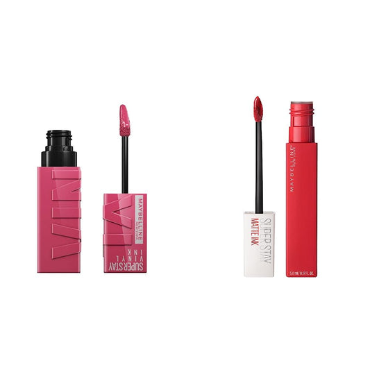 Labial líquido brillante Maybelline Super Stay Vinyl Ink Coy + Labial Liquido Matte, Larga Duracion, Superstay Matte Ink 20 Pioneer, 5 g