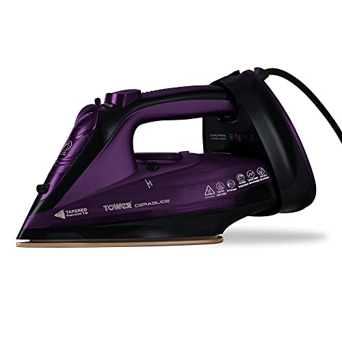 Plancha de Vapor Inalámbrica Tower CeraGlide morada con Suela de Cerámica y Vapor Variable