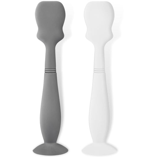 Paquete de 2 cepillos para crema de pañales para bebé, aplicador de espátula de silicona para bebés recién nacidos (gris, blanco)